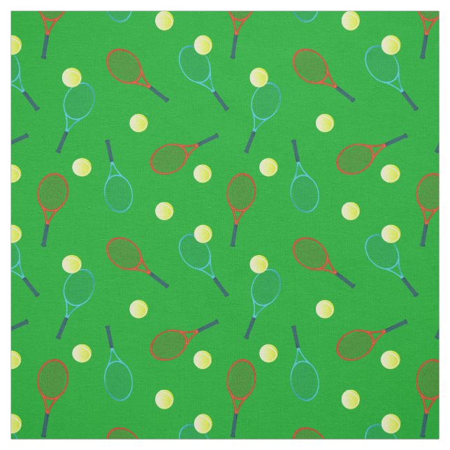 Tennis Pattern on Green Fabric (Swatch)