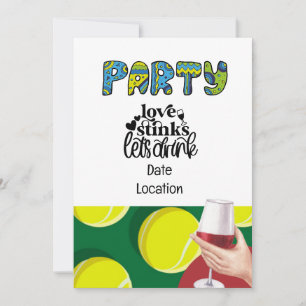 Tennis Payer  Valentine's Day  Wine Lovers Invitation