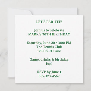 Tennis Personalized 70th Birthday Tennis Party  Invitation