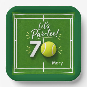 Tennis Personalized 70th Birthday Tennis Party Paper Plate