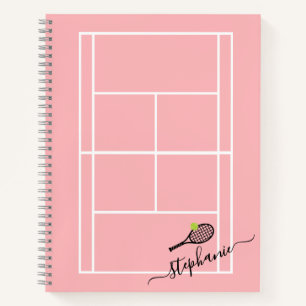 Tennis Personalized Girly Script Monogram Notebook