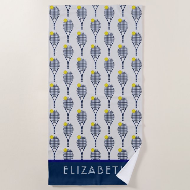 Tennis Personalized Name or Monogram Beach Towel (Front)