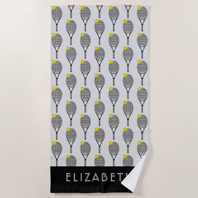 Tennis Personalized Name or Monogram Beach Towel (Front)