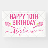 Tennis Personalized Name Pink Birthday Party