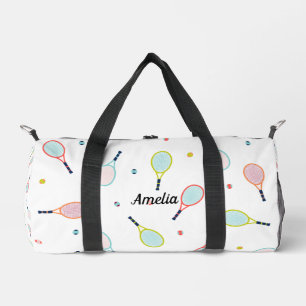 Tennis Personalized Name Pink Green Blue Custom Duffle Bag