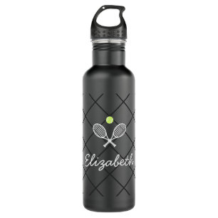 Tennis Personalized Script Name Net 2 Rackets 710 Ml Water Bottle