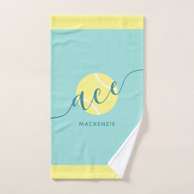 Tennis personnalisé Sport serviette Turquoise main (Serviette à main)