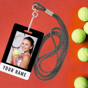 Tennis Photo ID Badge with Custom Name