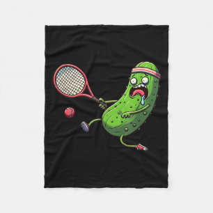 Tennis pickle athlete running with racket and ball fleece blanket