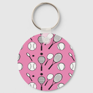 Tennis pink black white keychain