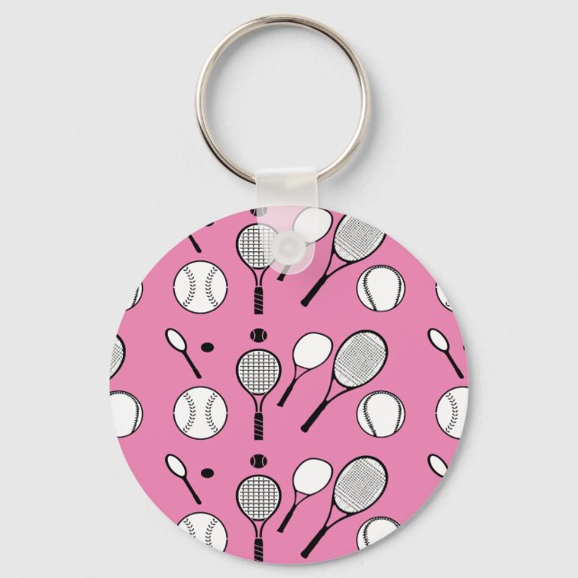 Tennis pink black white keychain (Front)