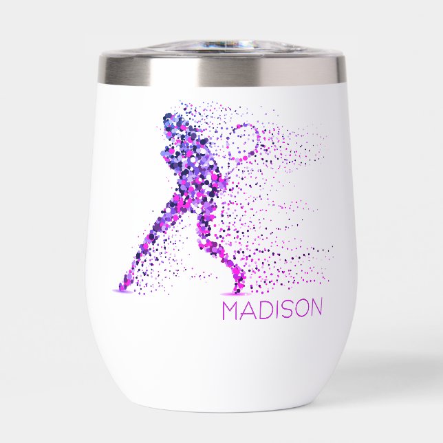 Tennis Pink Pixels Personalized Name (Front)