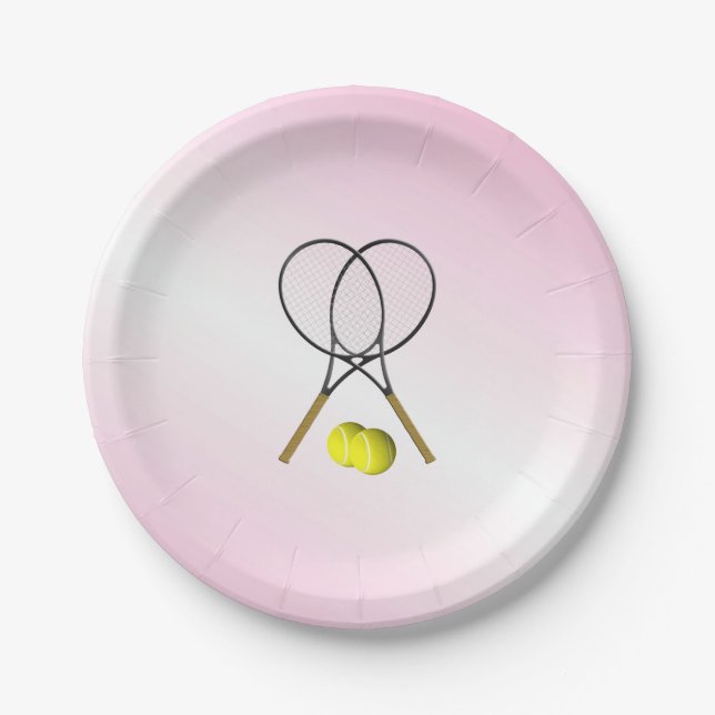 Tennis Pink Sports Paper Plate (Front)