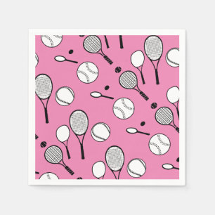 Tennis pink white black napkin