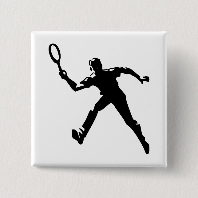 Tennis Player 2 Inch Square Button (Front)