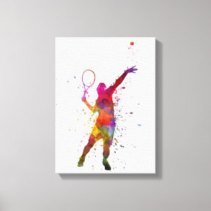tennis player at service serving silhouette 01 canvas print
