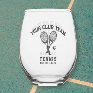 Tennis Player Club Team Name Personalized Stemless Wine Glass