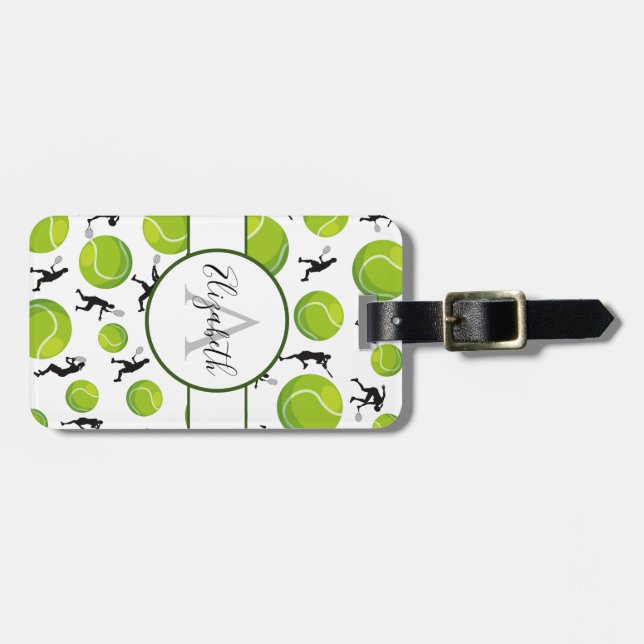 Tennis Player Coach Silhouette Name Personalized   Luggage Tag (Front Horizontal)