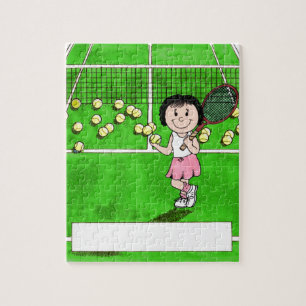 Tennis Player, Female - Personalized Cartoon Gift Jigsaw Puzzle