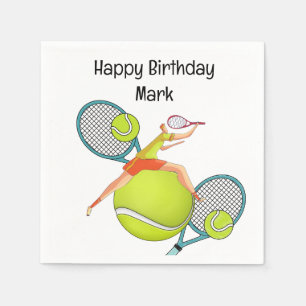 Tennis  player for birthday party napkin