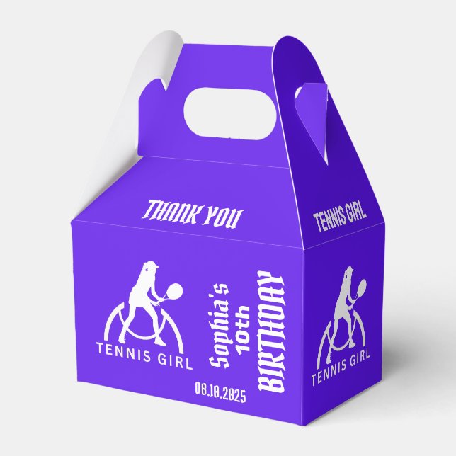 Tennis Player Girl, Birthday Girl Favour Box (Front Side)