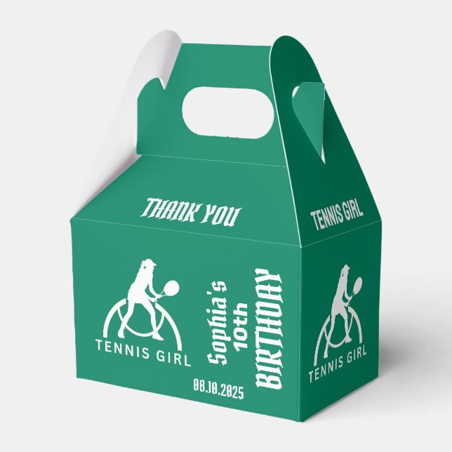 Tennis Player Girl, Birthday Girl Favour Box (Front Side)