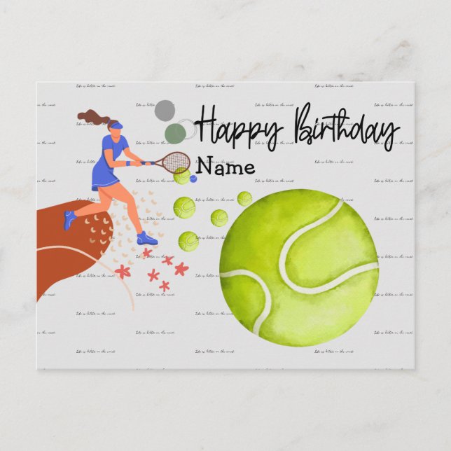 Tennis Player is playing Happy Birthday  Postcard (Front)