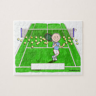 Tennis Player, Male - Personalized Cartoon Jigsaw Puzzle