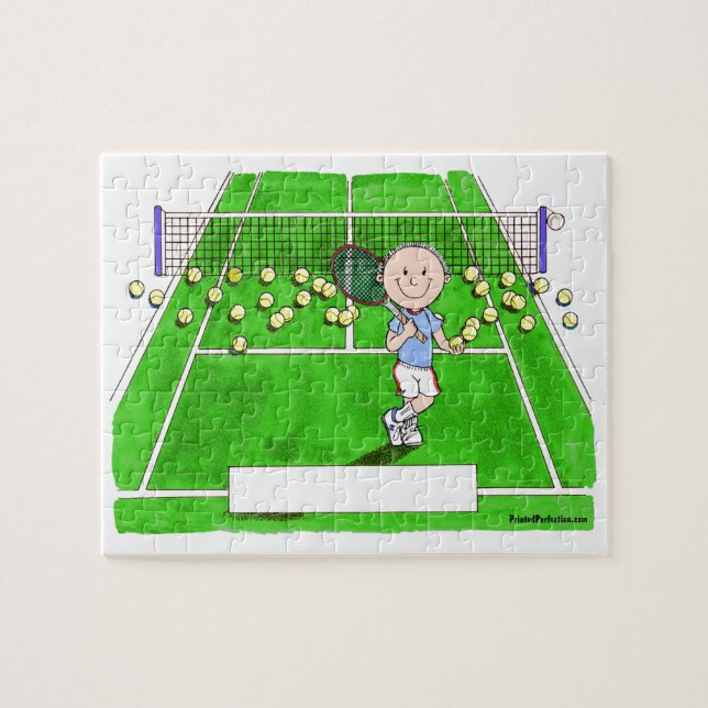 Tennis Player, Male - Personalized Cartoon Jigsaw Puzzle (Horizontal)