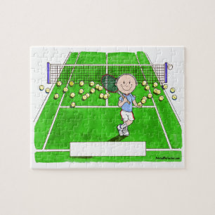 Tennis Player, Male - Personalized Cartoon Jigsaw Puzzle
