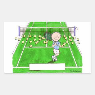 Tennis Player, Male - Personalized Cartoon Sticker