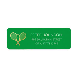 Tennis Player Minimal Green Return Address Label