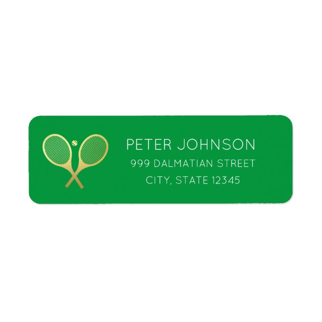 Tennis Player Minimal Green Return Address Label (Front)