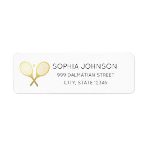 Tennis Player Minimal White Return Address Label