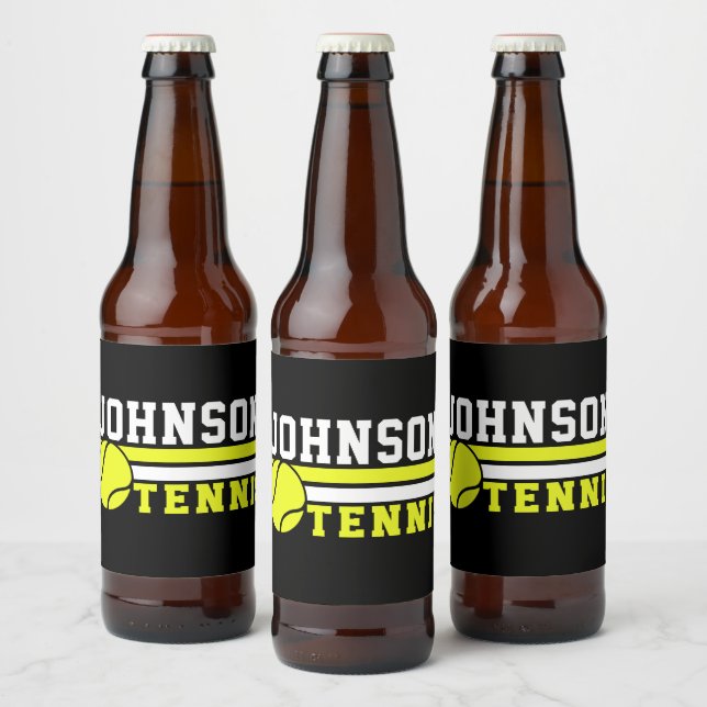 Tennis Player NAME Ball Game Court Personalized Beer Bottle Label (Bottles)