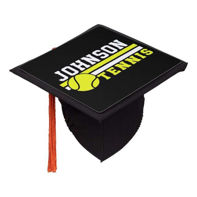 Tennis Player NAME Ball Game Court Personalized Graduation Cap Topper (Angled)