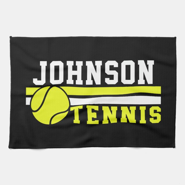 Tennis Player NAME Ball Game Court Personalized Kitchen Towel (Horizontal)