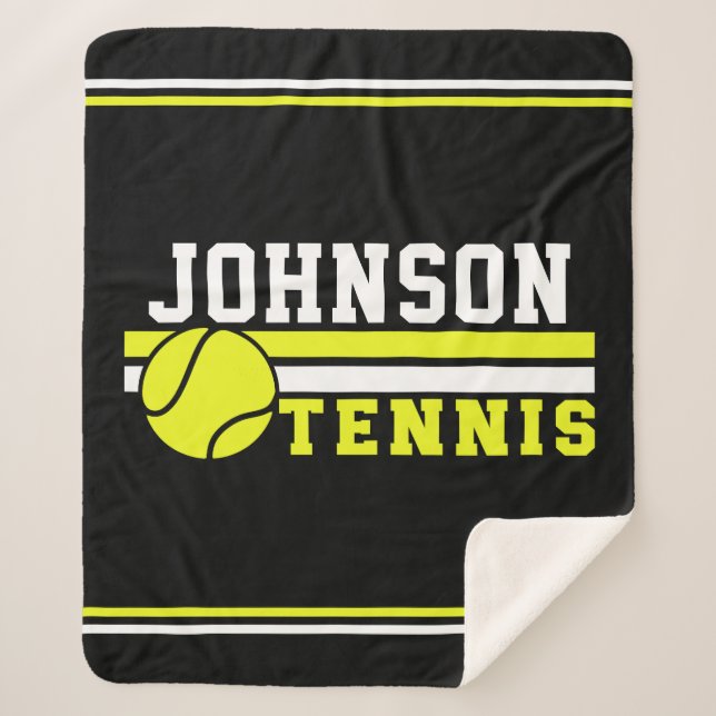 Tennis Player NAME Ball Game Court Personalized Sherpa Blanket (Front)