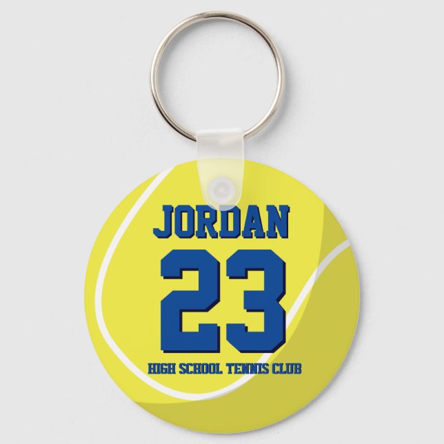 Tennis Player Number School Sports Team Keychain (Front)