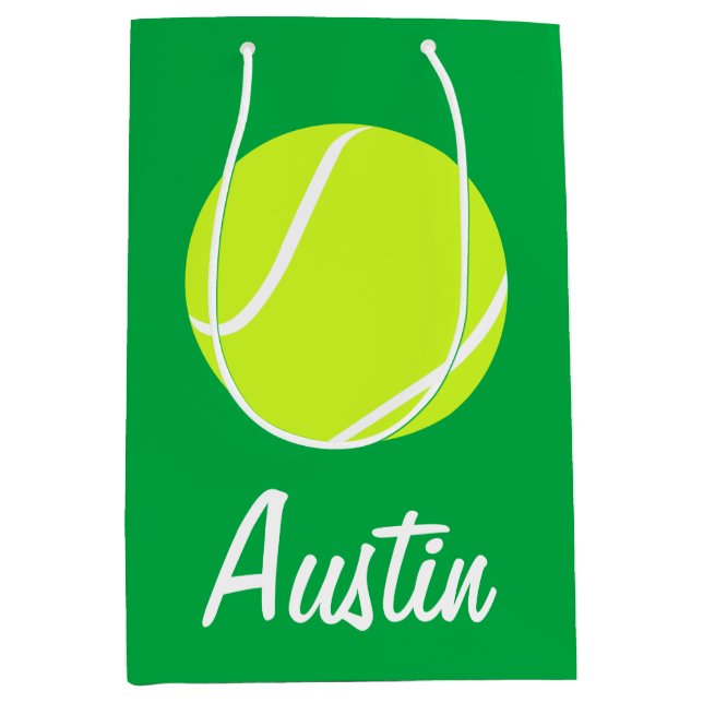 Tennis Player or Coach Custom Text Team Party Medium Gift Bag (Front)