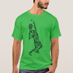 Tennis Player Positions Balls Racket in drawing T-Shirt
