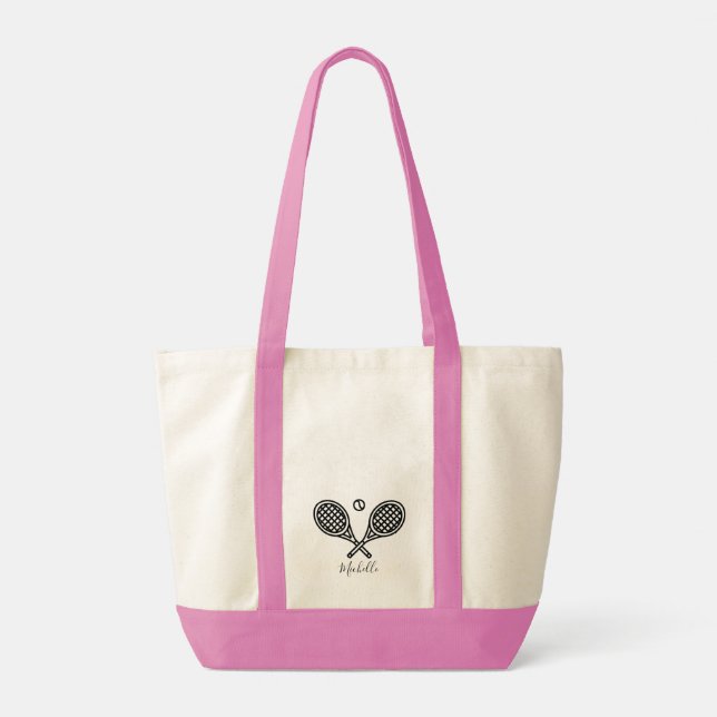 Tennis Player Racket Ball Your Name  Tote Bag (Back)