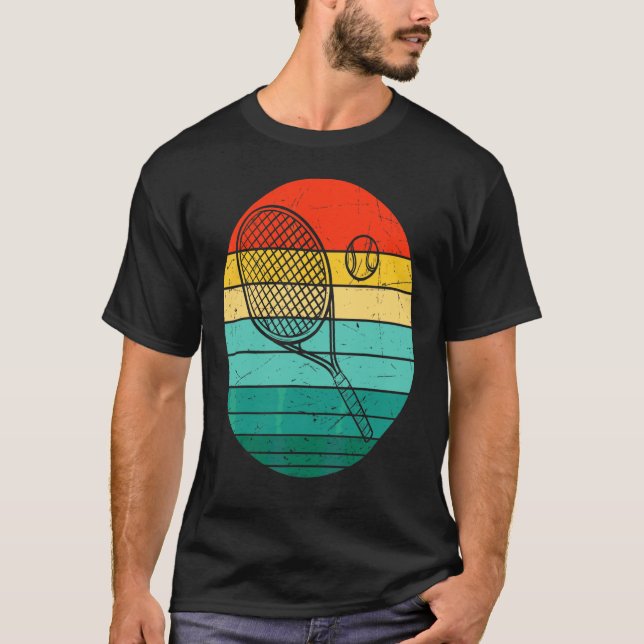 Tennis Player Retro Sunset Tennis Racquet & Ball C T-Shirt (Front)