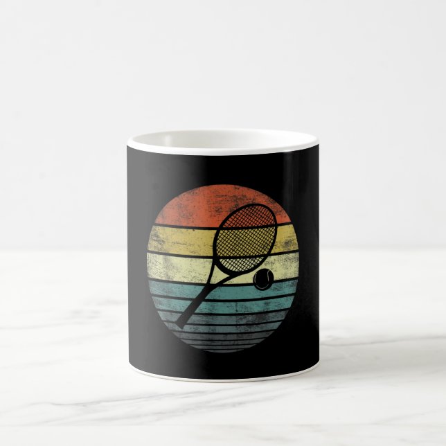 Tennis Player Retro Sunset Tennis Racquet & Ball Coffee Mug (Center)