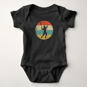 Tennis Player Serve Silhouette Retro Sports Baby Bodysuit
