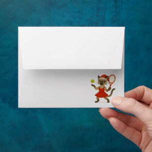 Tennis player Siamese Cat Christmas themed Envelope
