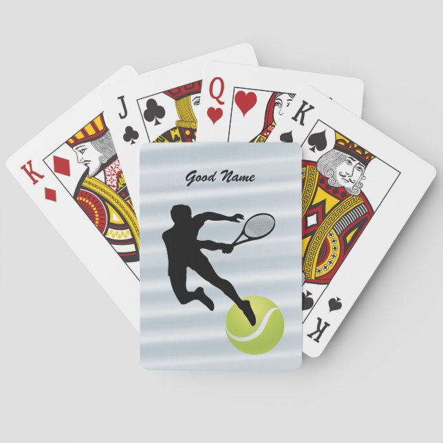 Tennis Player Silhouette and Ball personalize Playing Cards (Back)