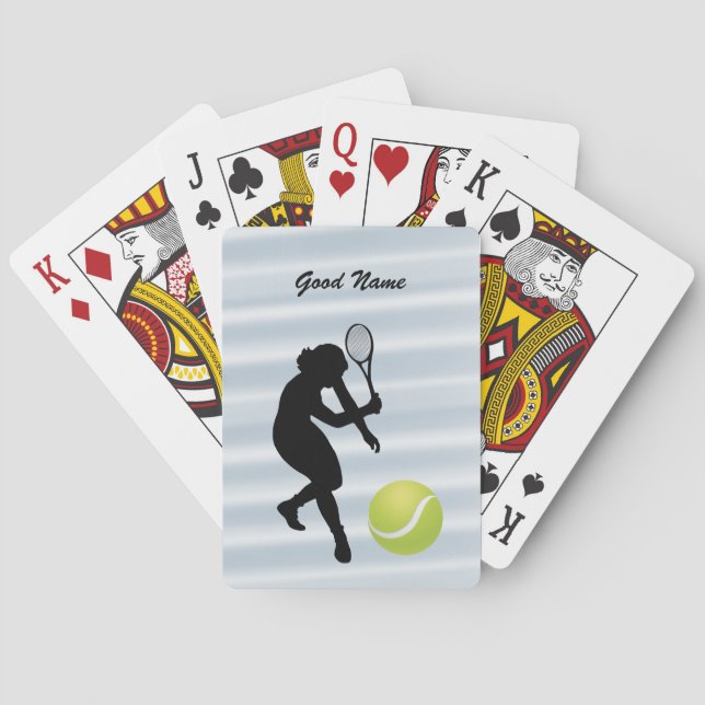 Tennis Player Silhouette and Ball personalize Playing Cards (Back)