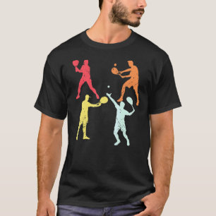 Tennis Player Silhouette Rackets Balls Cool Men Wo T-Shirt