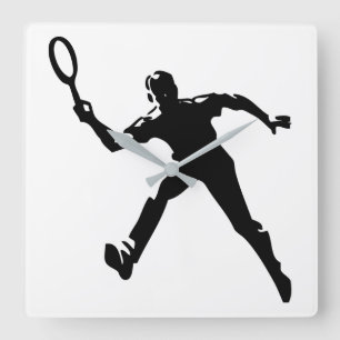 Tennis Player Square Wall Clock